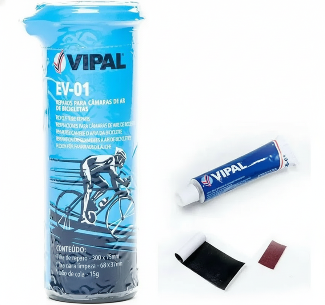 Kit Remendo Vipal EV-01 para Câmara de Ar de Bicicleta - Reparo Rápido e Eficien