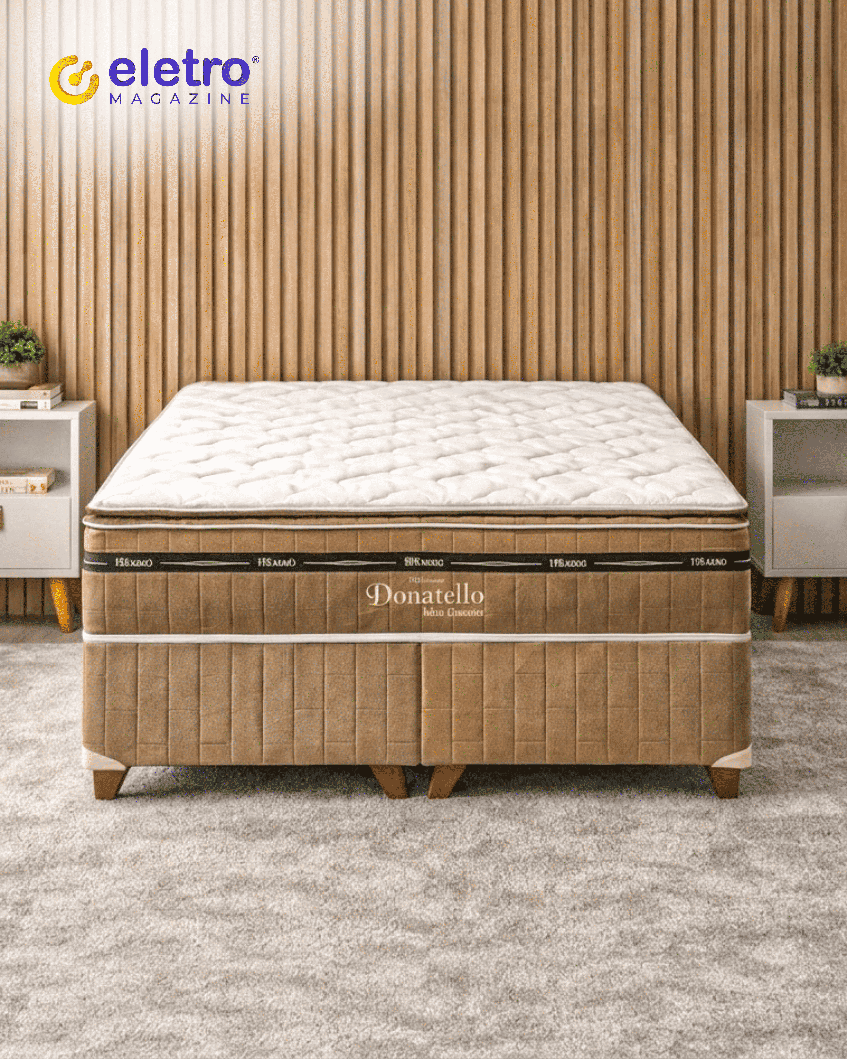 Cama Box Casal Donatello M.Pocket Caramelo 158x198x64 cm