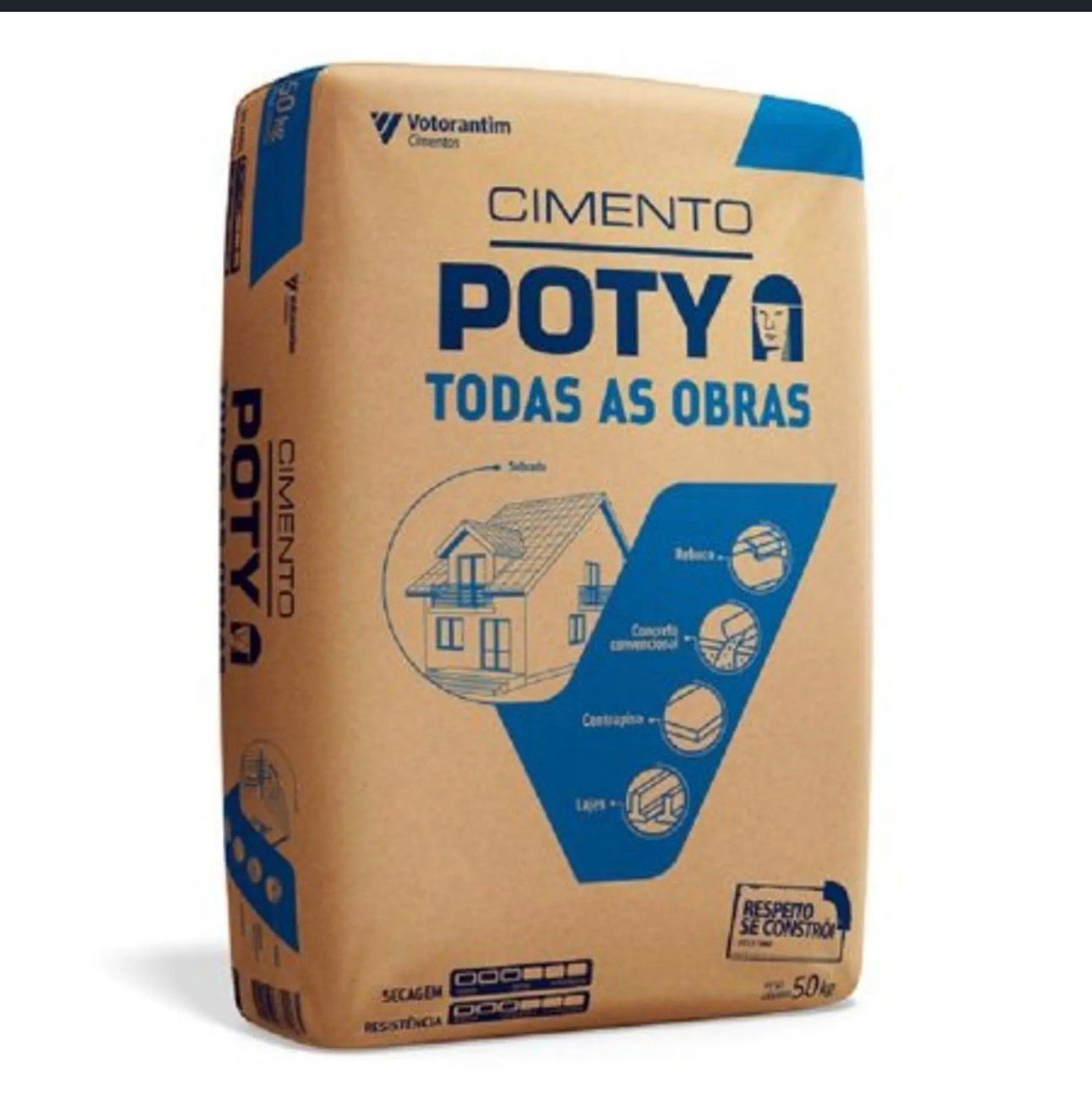 Cimento Poty Votorantim 50kg para Todas as Obras - Secagem Rápida e Alta Resistê