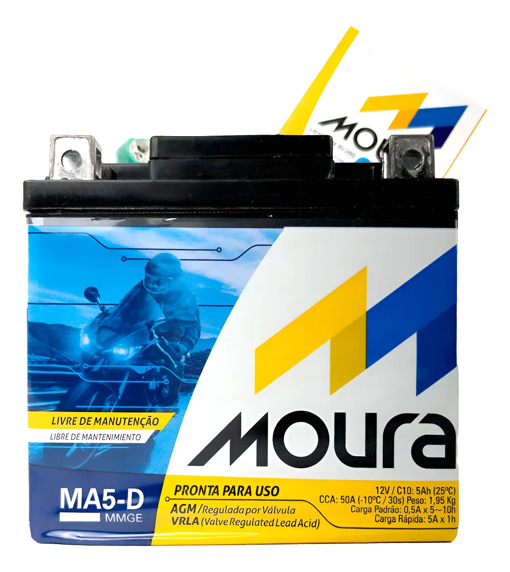 Bateria Moto Moura 5AH Cg Titan Fan Biz Bros Xre 125 150 160 