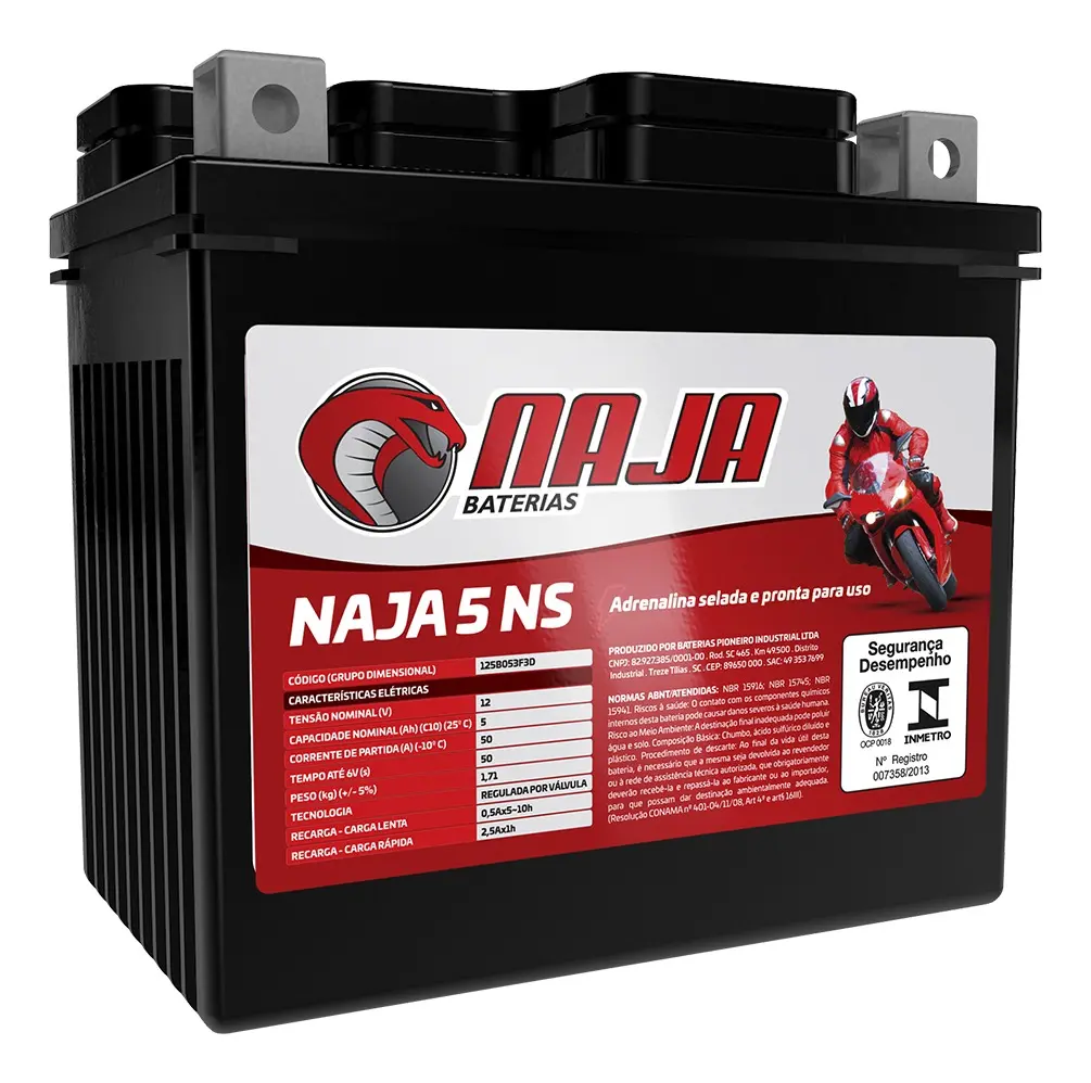 Bateria Moto Naja 5AH Cg Titan Fan Biz Bros Xre 125 150 160 