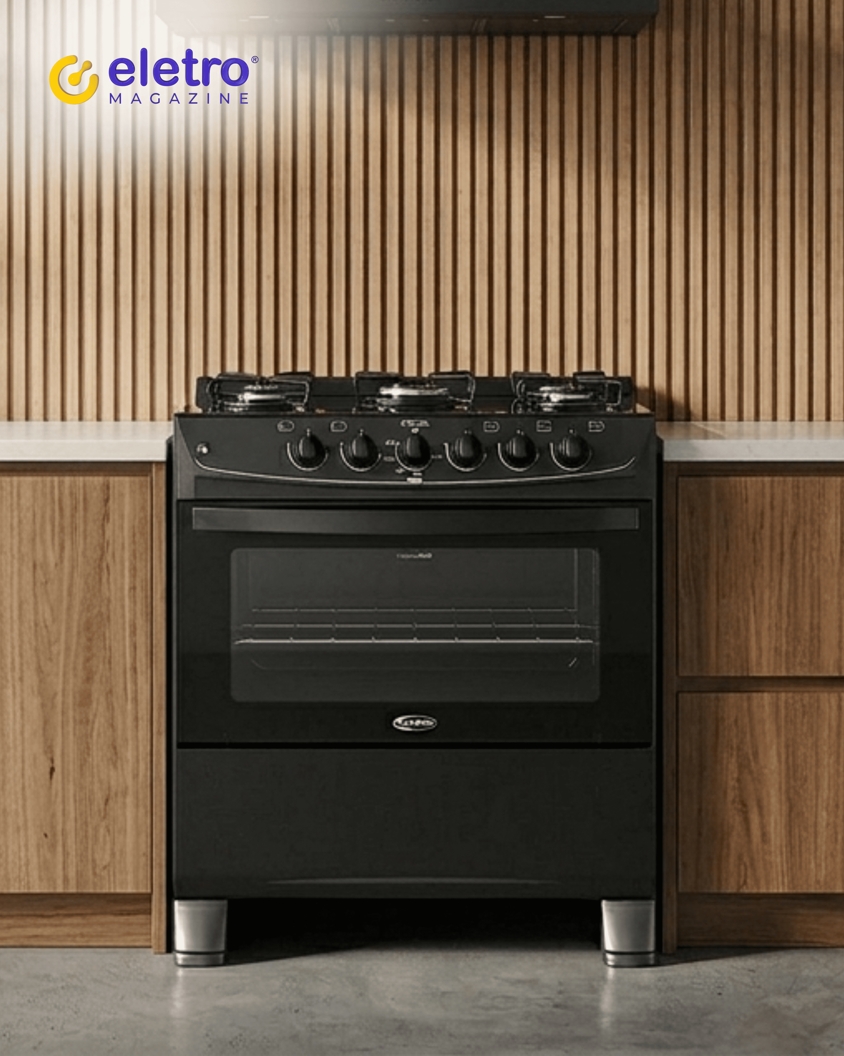 Fogão Clarice Delic Plus Glass 5 Bocas Preto com Acendimento Automático e Forno 